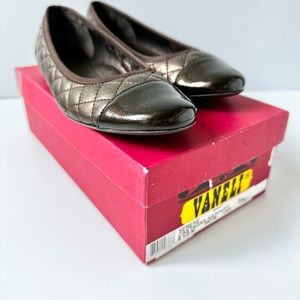 Vaneli Brown Patten Leather Toe Quilted Flats Size 8 1/2 Medium